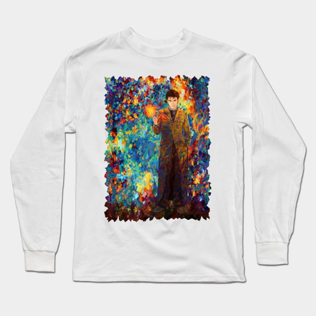 10th doctor with screwdriver abstract art Long Sleeve T-Shirt by Dezigner007